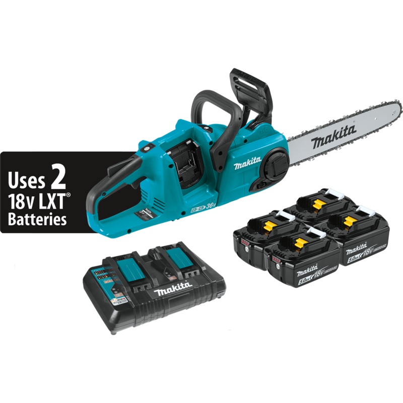 MAKITA 36V (18V X2) LXT 14" Chain Saw Kit w/ 4 Batteries