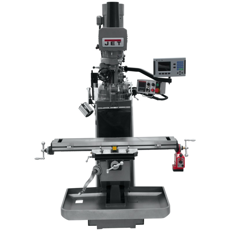 JET JTM-949EVS Mill w/3-Axis ACURITE 203 DRO (Knee) w/X-Axis Powerfeed and Air Powered Draw Bar for Metalworking 3HP, 230V, 3Ph
