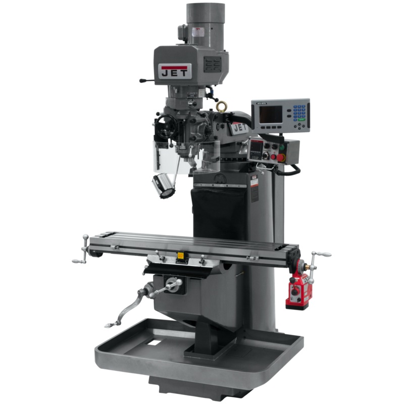 JET JTM-949EVS Mill w/3-Axis ACURITE 203 DRO (Quill) w/X-Axis Powerfeed for Metalworking 3HP, 230V, 3Ph