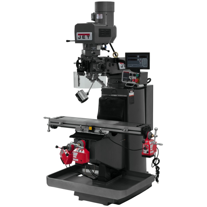 JET JTM-949EVS w/Newall DP700 DRO X Y & Z Powerfeeds for Metalworking 3HP, 230V, 3Ph