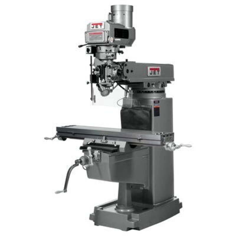 JET JTM-105 0VS2 Variable Speed Vertical Mill w/X-Axis Powerfeed has 10x50" table and R-8 spindle taper, 70-3800rpm.
