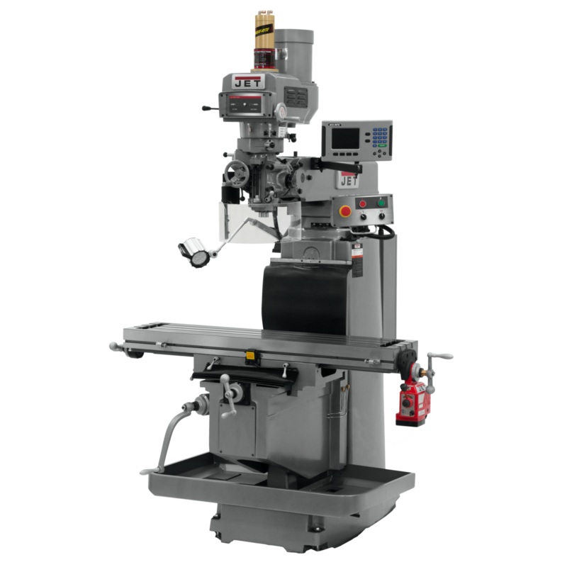 JET JTM-1254RVS w/ACURITE 203 3X (K) DRO X Powerfeed & Air Power Drawbar features R-8 spindle taper