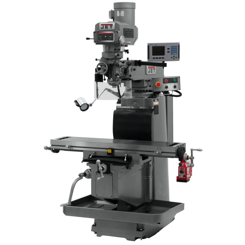 JET JTM-1254RVS w/ACURITE 203 3X (Q) DRO & X Powerfeed features R-8 spindle taper