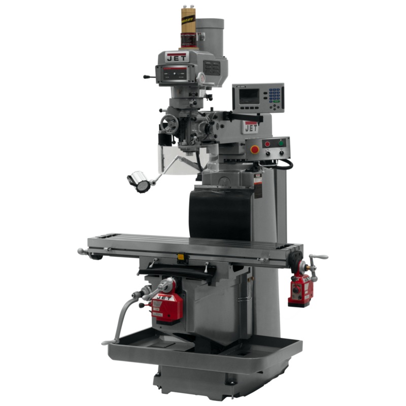 JET JTM-1254RVS w/ACURITE 203 3X (Q) DRO X & Y Powerfeeds & Air Power Drawbar features R-8 spindle taper