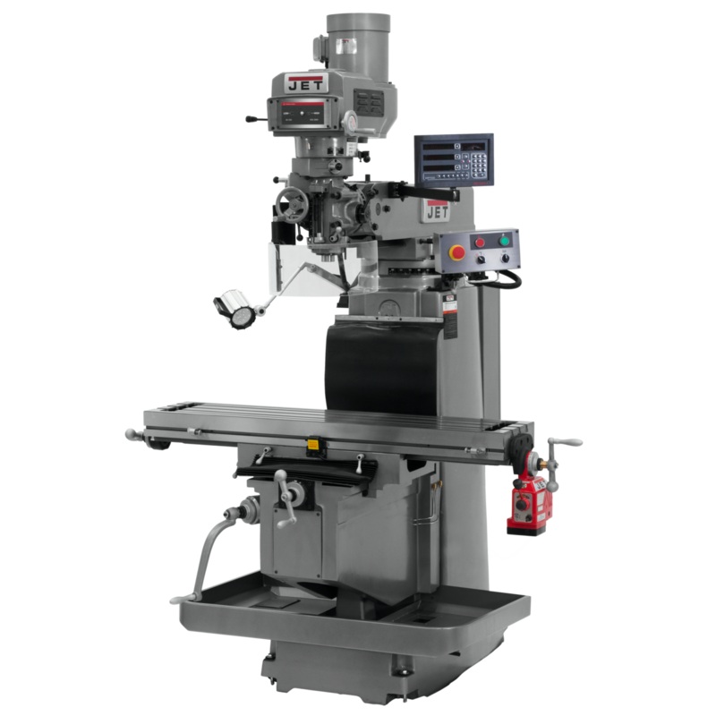 JET JTM-1254RVS w/NEWALL DP700 3X (K) DRO & X Powerfeed features R-8 spindle taper