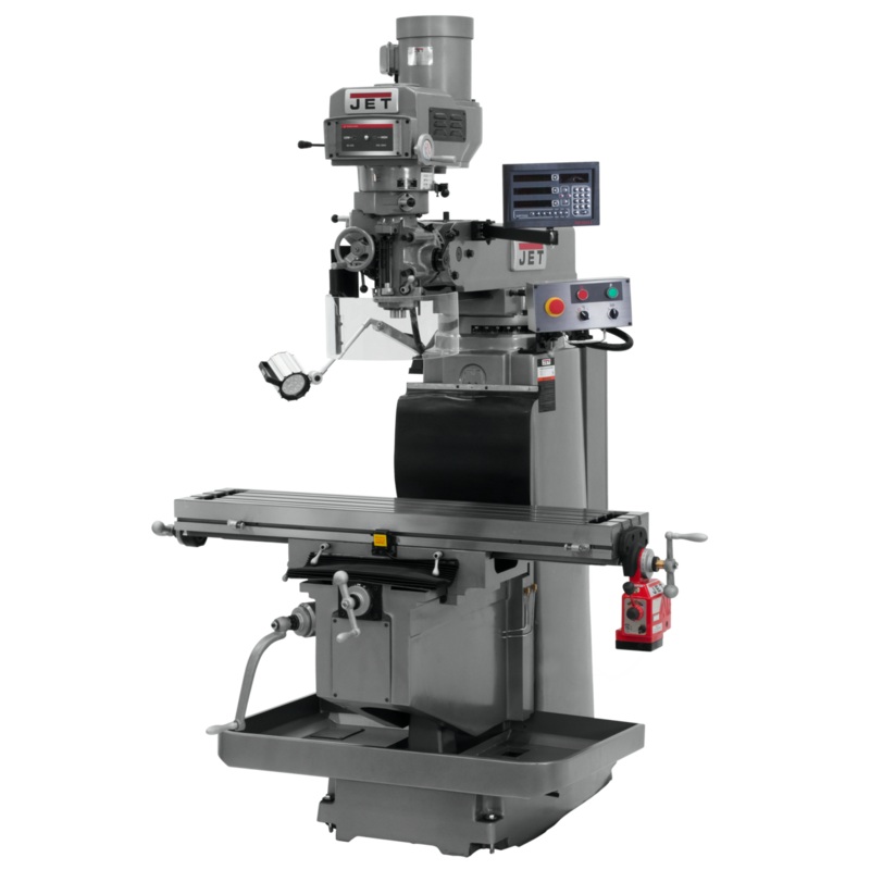 JET JTM-1254RVS w/NEWALL DP700 3X (Q) DRO & X Powerfeed features R-8 spindle taper