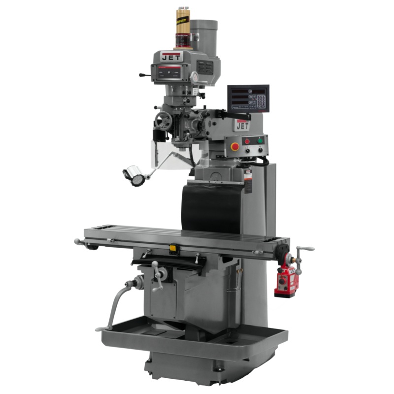 JET JTM-1254RVS w/Newall DP700 DRO X Powerfeed and Air Power Drawbar features R-8 spindle taper