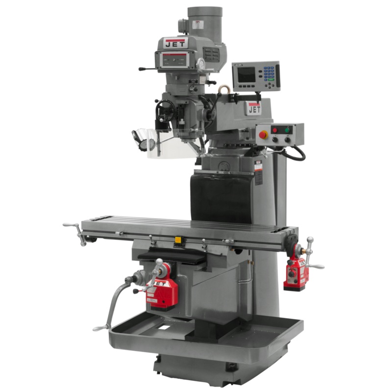JET JTM-1254VS w/ACURITE 203 3X (K) DRO X & Y Powerfeeds features NST-40 spindle taper.