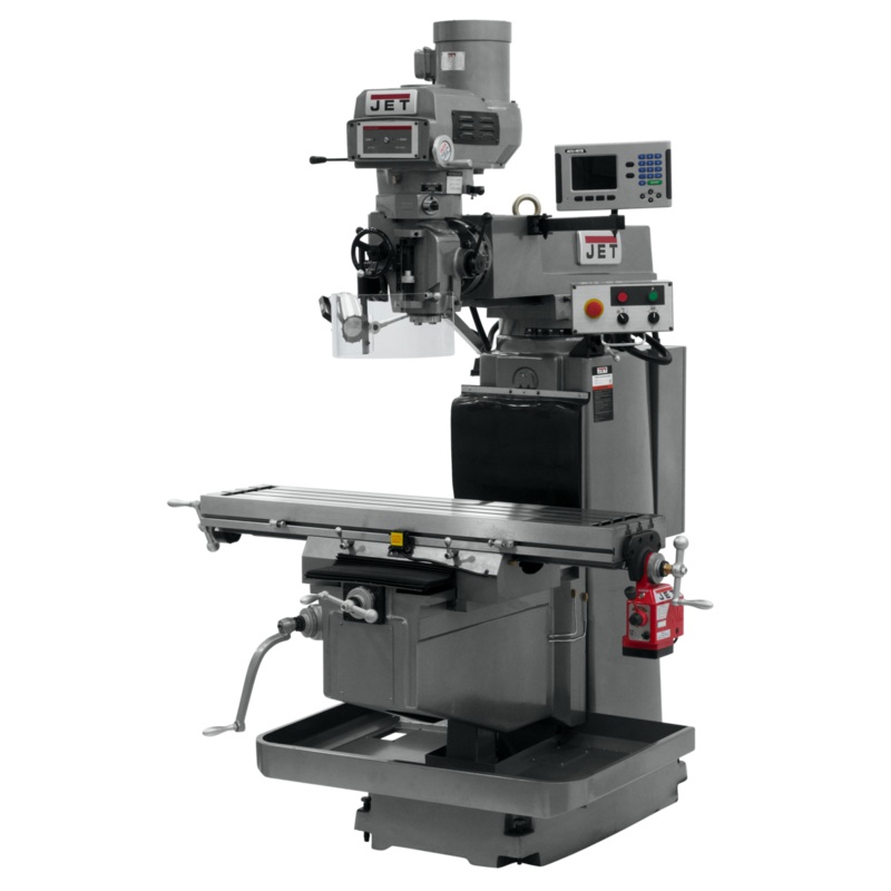 JET JTM-1254VS w/ACURITE 203 3X (Q) DRO & X Powerfeed features NST-40 spindle taper.