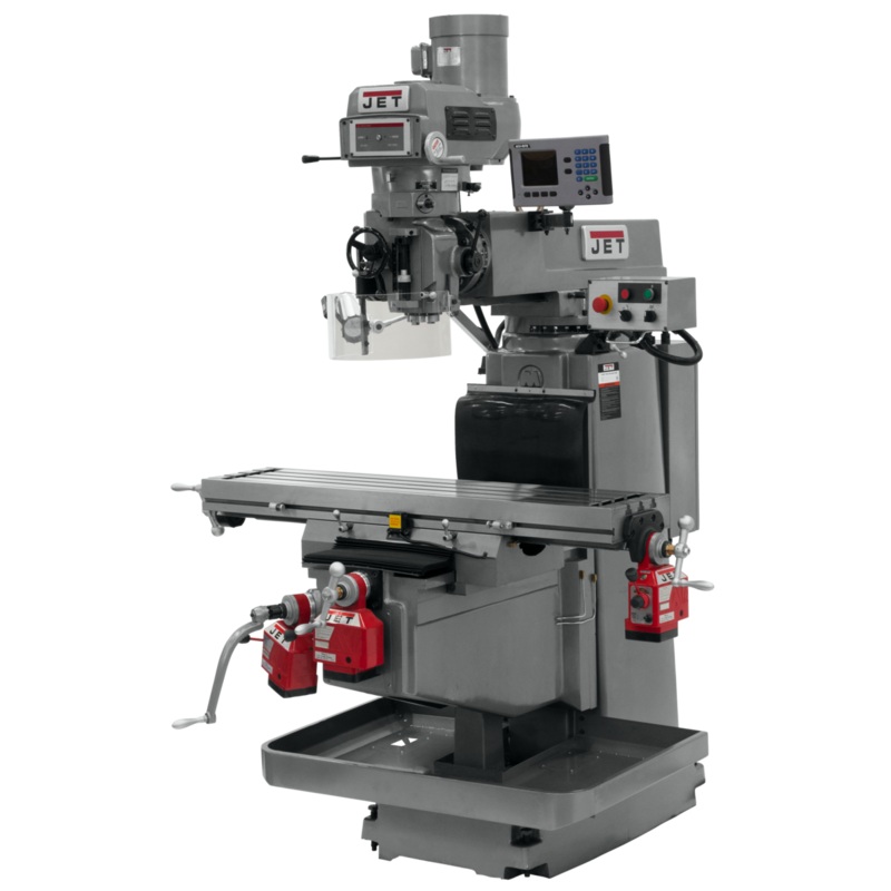 JET JTM-1254VS w/ACURITE 203 3X (Q) DRO X Y&Z Powerfeeds features NST-40 spindle taper.