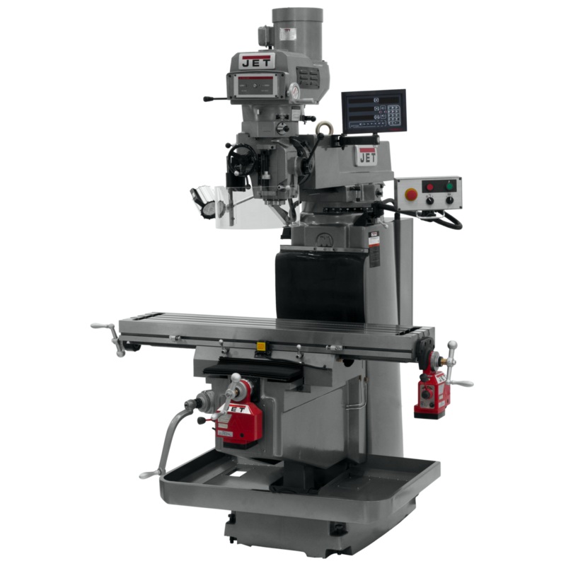 JET JTM-1254VS w/NEWALL DP700 DRO X & Y Powerfeeds features NST-40 spindle taper.