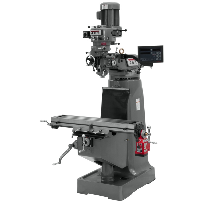 JET JTM-2 Mill w/3-Axis Newall DP700 DRO(Quill) w/X-Axis Powerfeed for Metalworking 2HP, 115/230V, 1Ph,Prewired 230