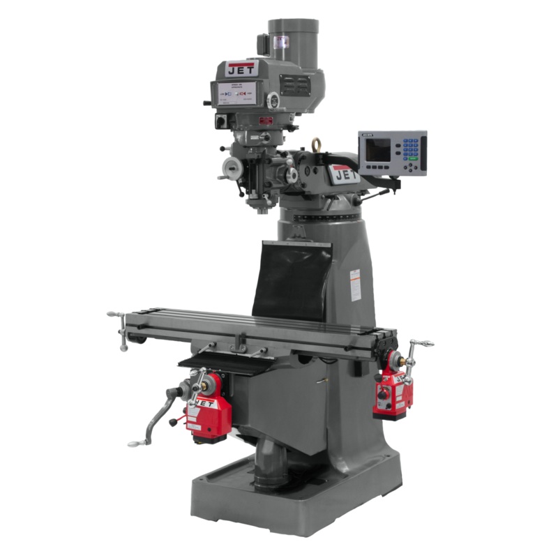 JET JTM-4 VS Mill w/ACURITE 203 DRO w/X and Y-Axis Powerfeeds for Metalworking 3HP, 230/460V, 3Ph, Prewired 230V