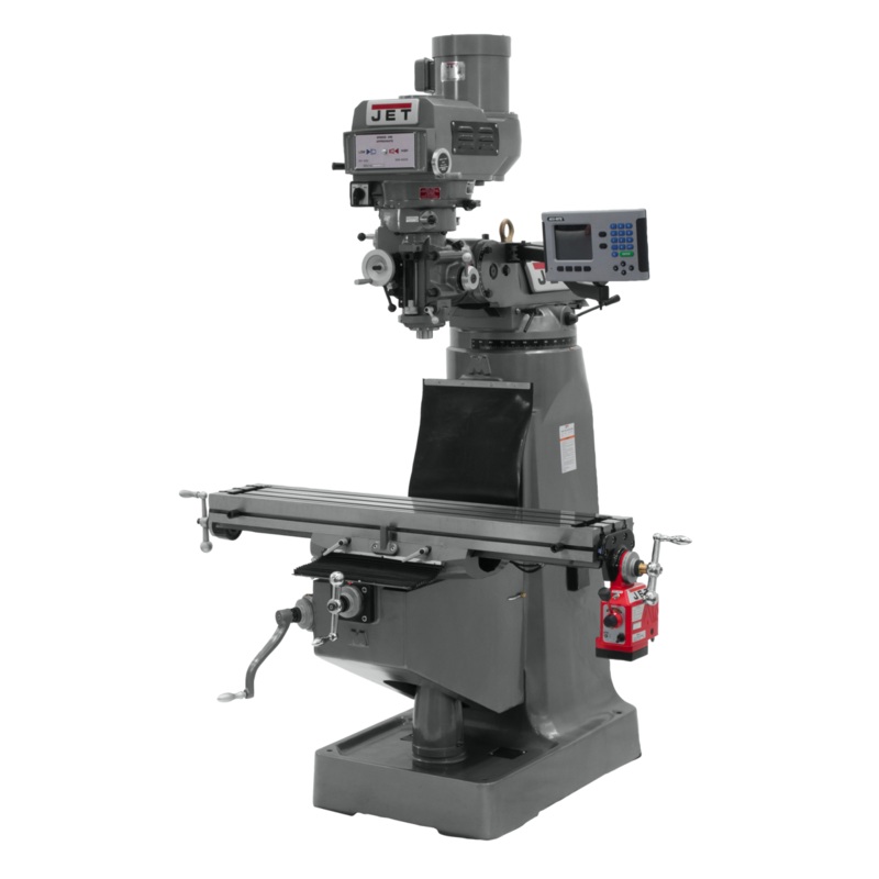 JET JTM-4VS-1 Mill w/ACURITE 203 DRO w/X-Axis Powerfeed for Metalworking 2HP, 115/230V, 1Ph, Prewired 230V