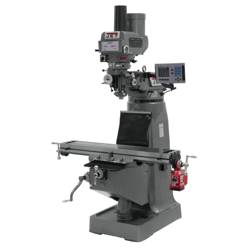 JET JTM-4VS Mill w/3-Axis ACURITE 203 DRO (Quill) w/X-Axis Powerfeed and Power Draw Bar for Metalworking 3HP, 230/460V, 3Ph, Prewired 230V