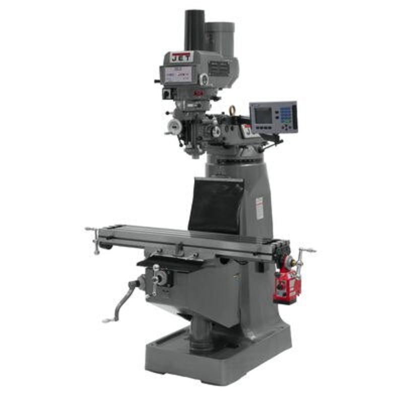 JET JTM-4VS Mill w/ACURITE 203 DRO w/X-Axis Powerfeed and Power Draw Bar for Metalworking 3HP, 230/460V, 3Ph, Prewired 230V