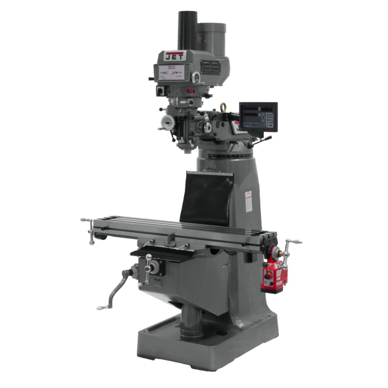 JET JTM-4VS Mill w/Newall DP700 DRO w/X-Axis Powerfeed and Power Draw Bar for Metalworking 3HP, 230/460V, 3Ph, Prewired 230V