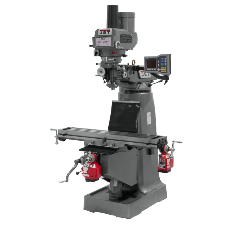 JET JTM-4VS Mill w/X and Y-Axis Powerfeeds w/Power Draw Bar for Metalworking 3HP, 230/460V, 3Ph, Prewired 230V