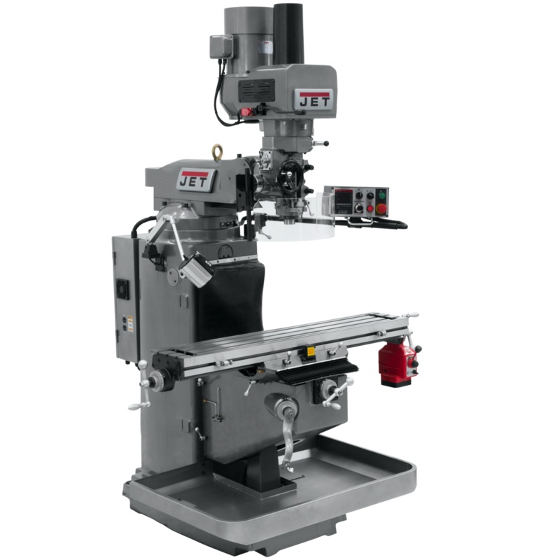 JET JTM-949EVS Mill w/X-Axis Powerfeed and Air Powered Draw Bar for Metalworking 3HP, 230V, 3Ph