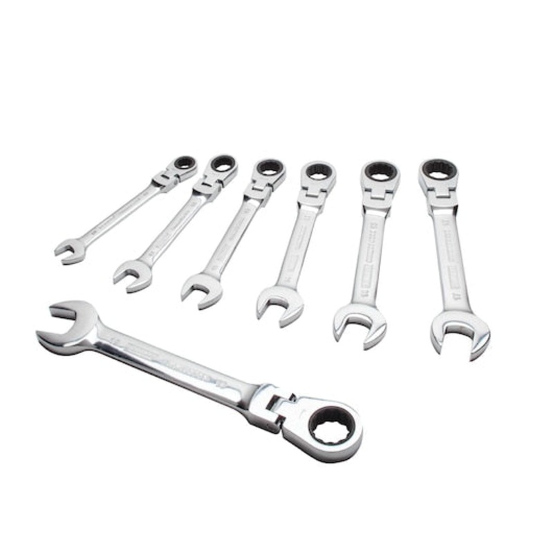 DEWALT 7 PC. Ratcheting Flex Head Combination Metric Wrench Set
