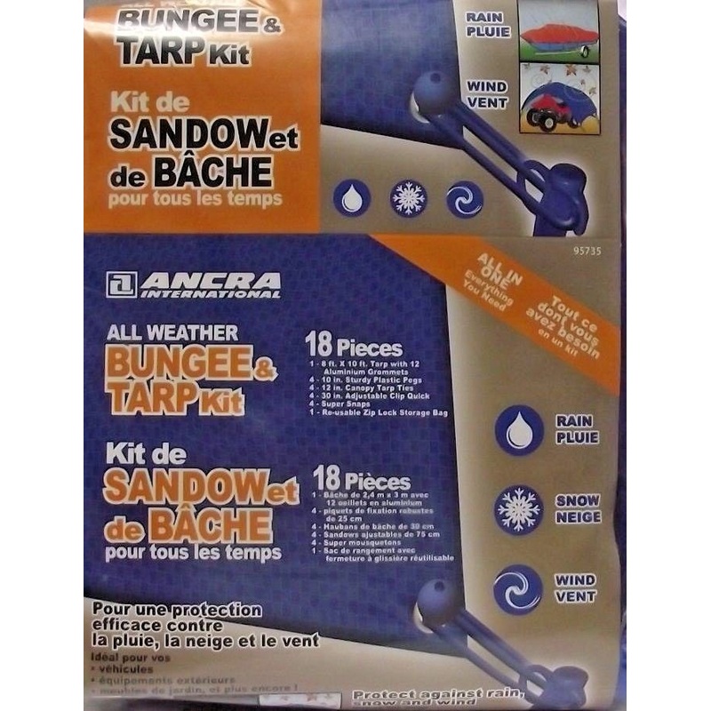 Ancra 95735 All Weather Bungee & Tarp Kit 18 PC, Bagged 8' x 10'