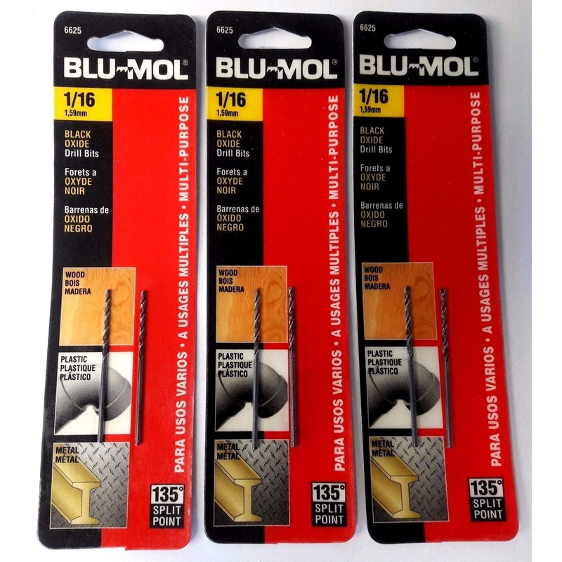 Blu-Mol 1/16" High Speed Drill Bit 6625 3-2 Packs