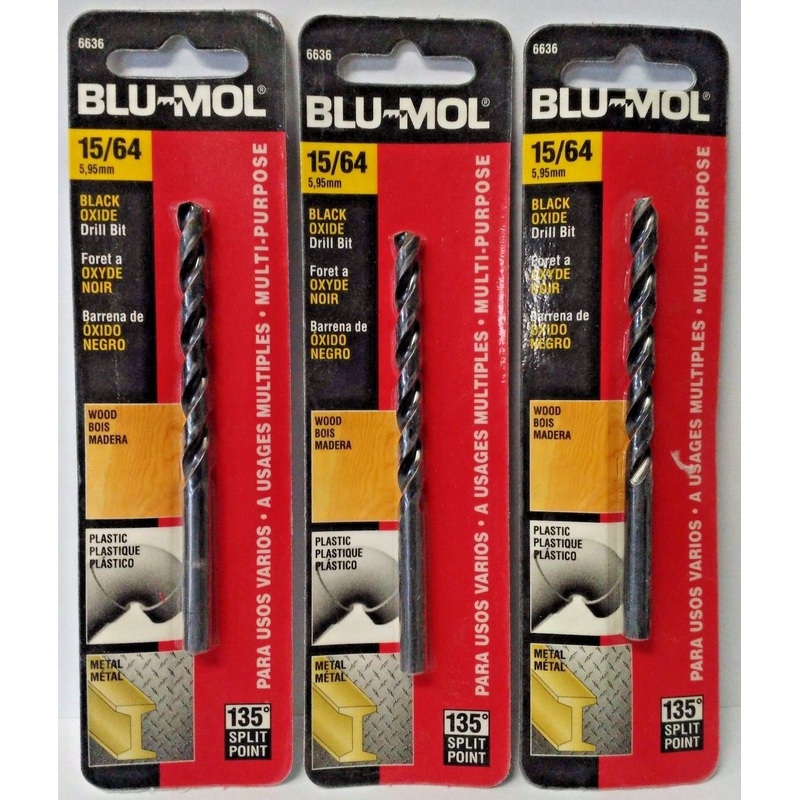 Blu-Mol 15/64" Black Oxide High Speed Drill Bit 6636 3PKS