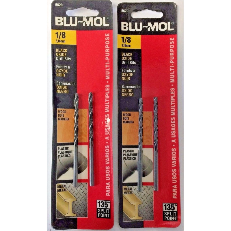 Blu-Mol 6629 1/8" High Speed Drill Bit 2PKS