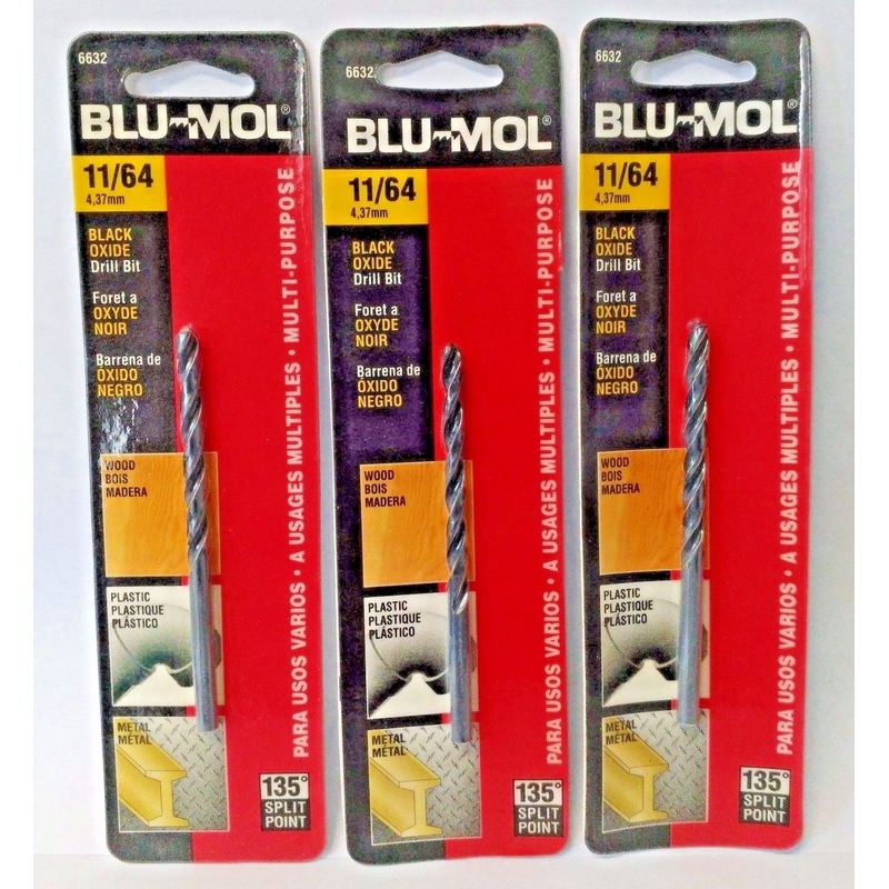 Blu-Mol 6632 11/64" High Speed Drill Bit 3PKS