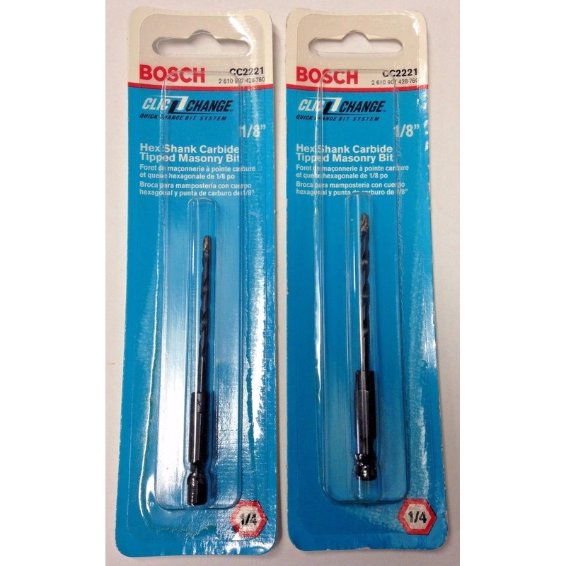 Bosch CC2221 1/8" Clic-Change Hex Shank Carbide Tipped Masonry Bits USA 2PKS