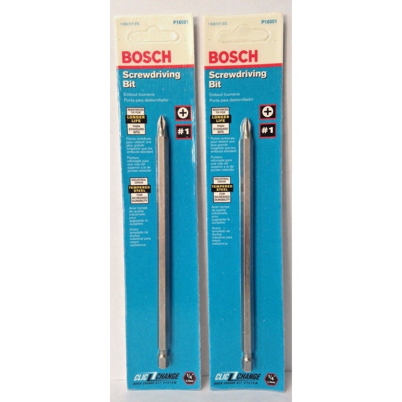 Bosch P16001 #1 Phillips x 6" Power Screw Clic Change Tip USA 2PKS