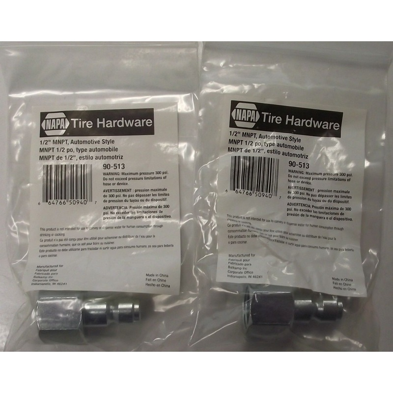 Napa 90-513 1/2" MNPT Automotive Style Air Fittings 2pcs.
