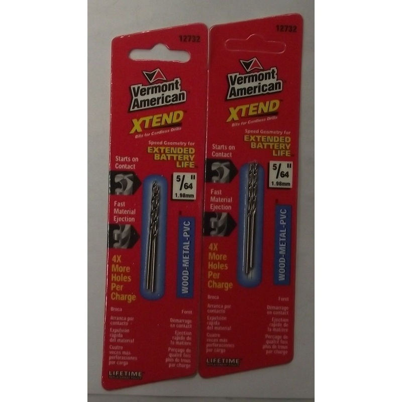 Vermont American 12732 5/64" x 2" XTEND Fractional Drill Bit 2-2pks