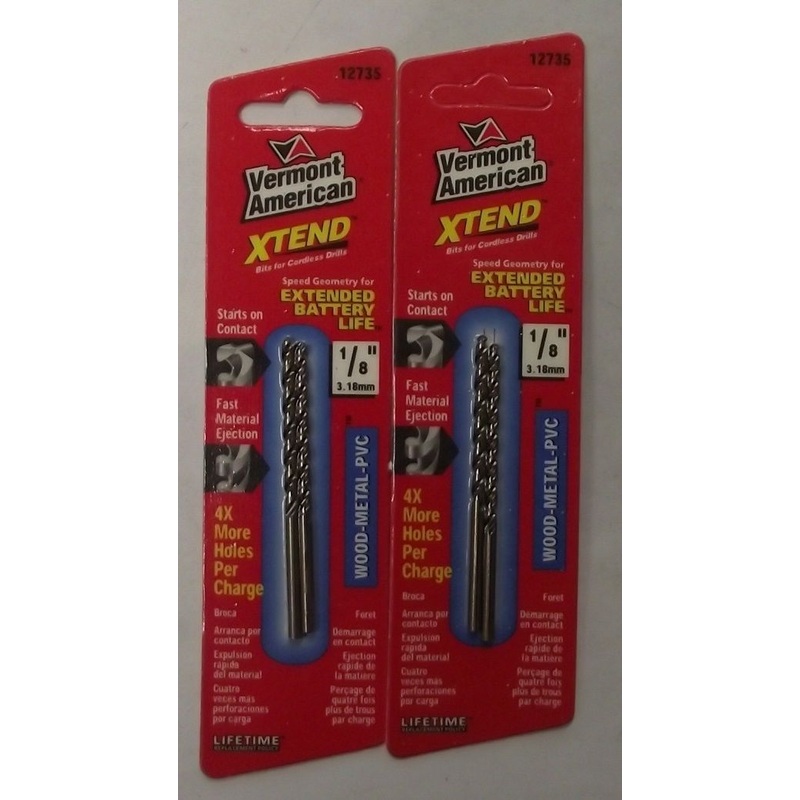 Vermont American 12735 1/8" x 2-3/4" XTEND Fractional Drill Bit 2-2pks