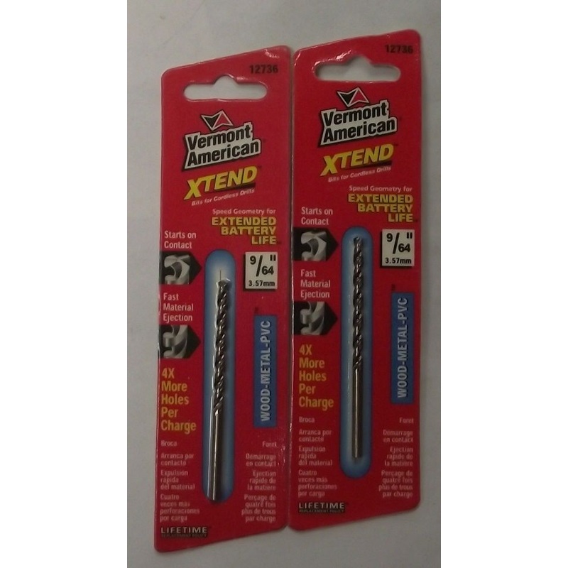 Vermont American 12736 9/64" x 3" XTEND Fractional Drill Bit 2-pcs