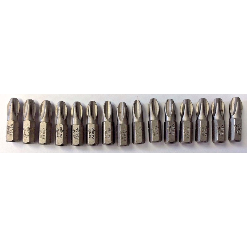 Bosch P3 x 1" Ribbed Extra Hard Insert Bits Screw Tips 15pcs. 1609427362 USA
