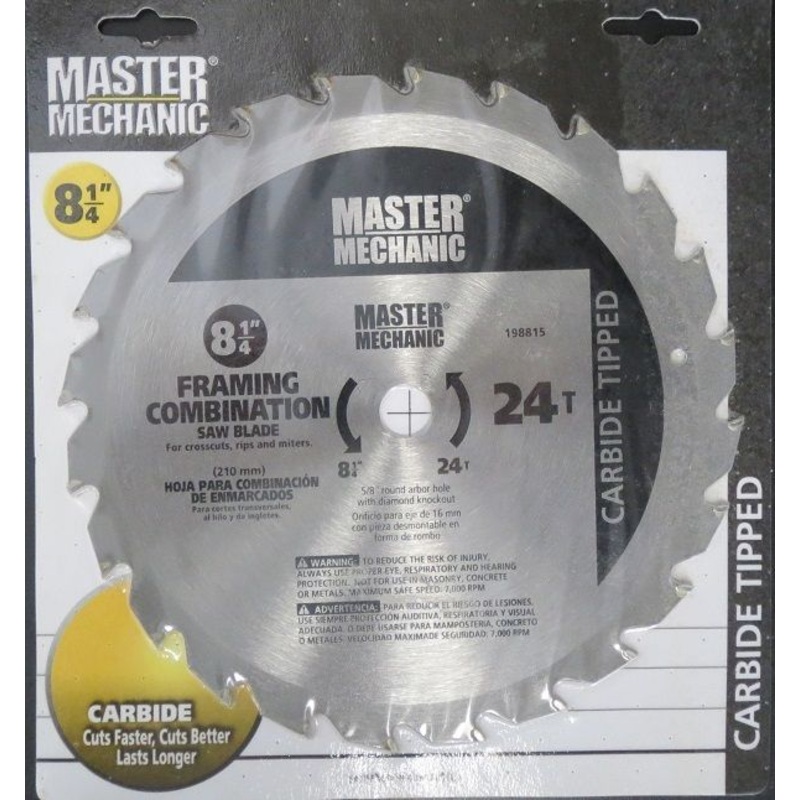 Master Mechanic 198815 8-1/4" x 24 Tooth Carbide Saw Blade