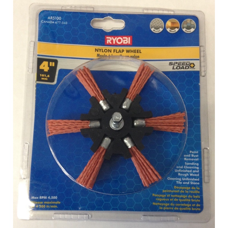Ryobi AR5100 4" Speed Load Nylon Flap Wheel For Paint & Rust Removal