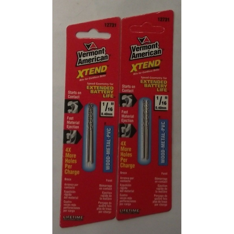Vermont American 12731 1/16" x 1-15/16" XTEND Fractional Drill Bit 2-2pks