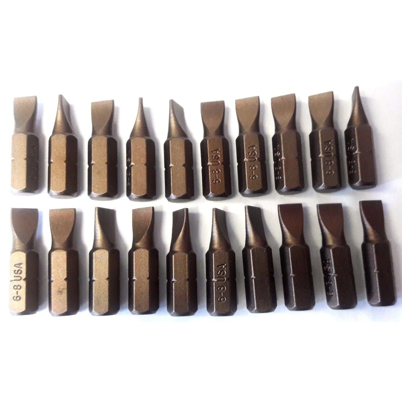 Bosch 1609433675 Slotted 6-8 x 1" Gold Insert Screw Tips USA 20 PCS