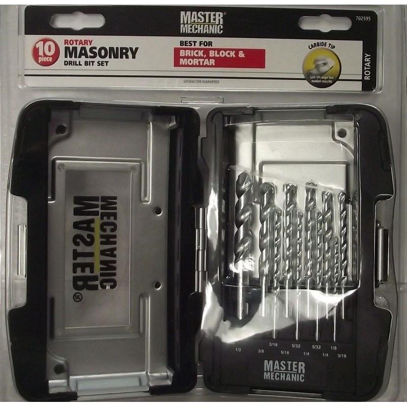 Master Mechanic 702595 10pc Rotary Masonry Drill Bit Set