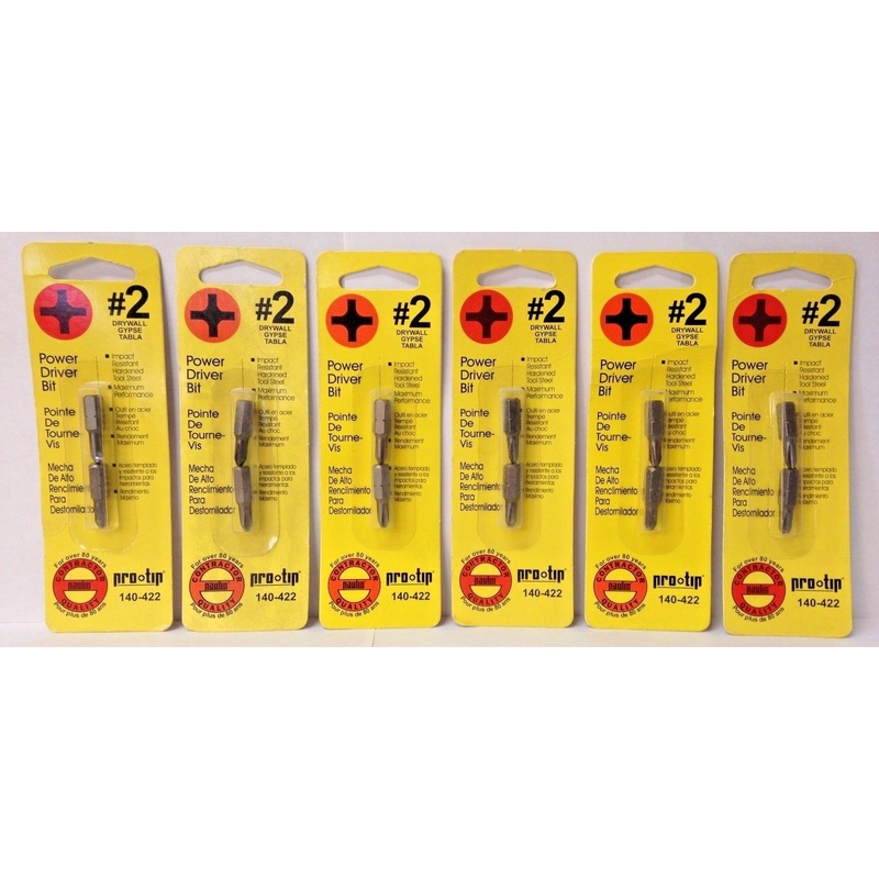 Paulin Pro Tip 140-422 #2 x 1" Phillips Drywall Screw Tips (6 Packs of 2)