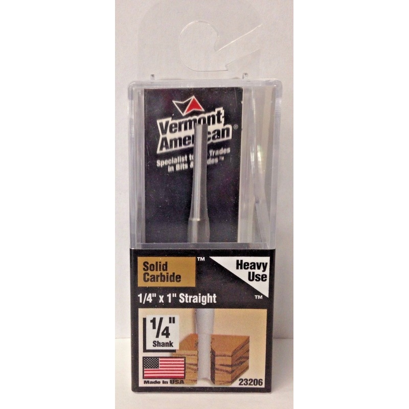 Vermont American 23206 1/4" x 1" Straight Carbide Double Flute Router Bit USA