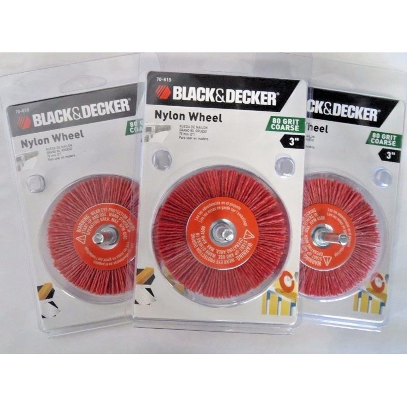 Black & Decker 70-619 3" Coarse Grit (#80) Nylon Wheel 3 Packs