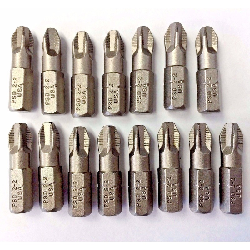 Bosch PSD 2-2 Phillips Square Drive Insert Bit 1" Long 9916180 USA 15PCS
