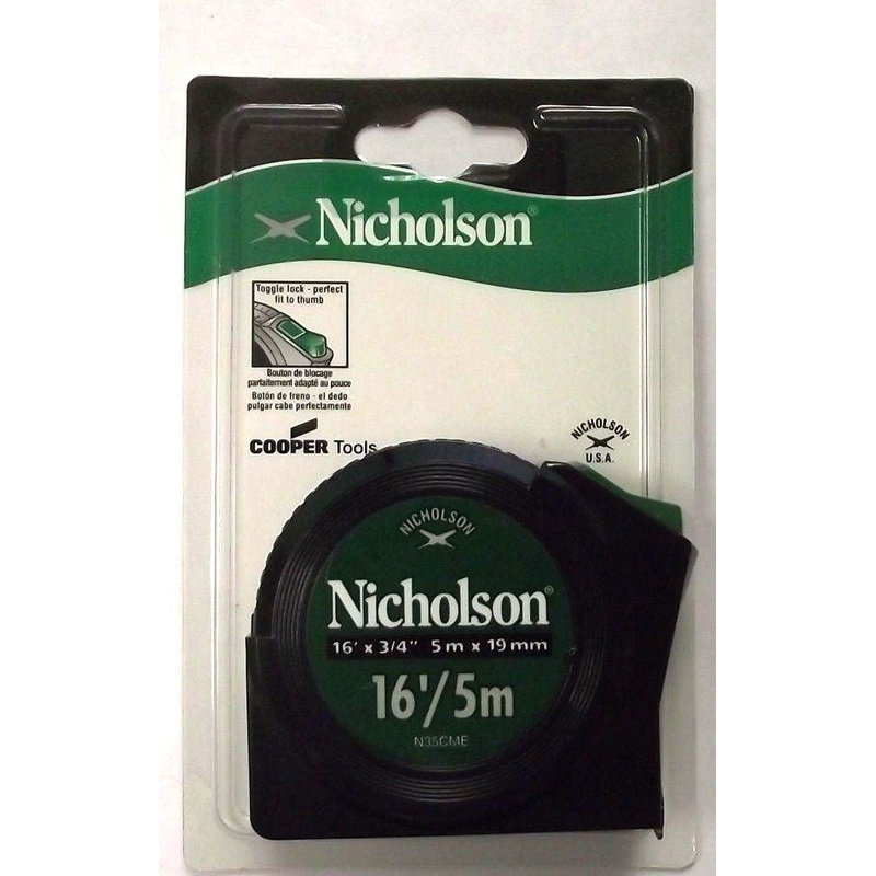 Nicholson N35CME 16' x 3/4" Toggle Lock Tape Measure SAE & Metric