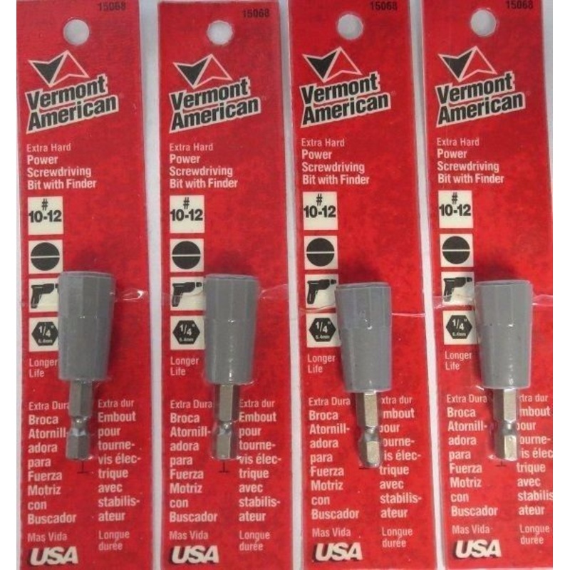 Vermont American 15068 Type Slotted W/ Finder Size 10-12 W/ 1-5/16 Bit USA 4 PKS