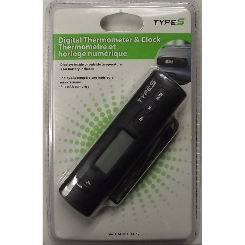 Winplus 02824 Type S Interior Digital Thermometer & Clock