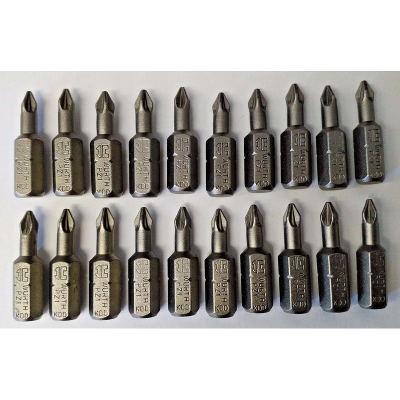 Wurth 1609433325 #1 PZ1 Phillips Insert Screw Tips 20PCS USA