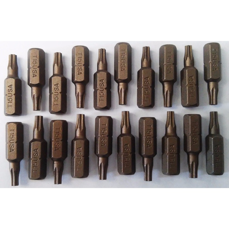 Bosch 1609433004 75367  45148 T15 Torx 1" Gold Insert Bits 1/4" Shank 20pcs.
